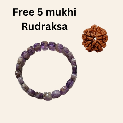 Amethyst Bracelet + 5 Mukhi Rudraksha Free - Image 3