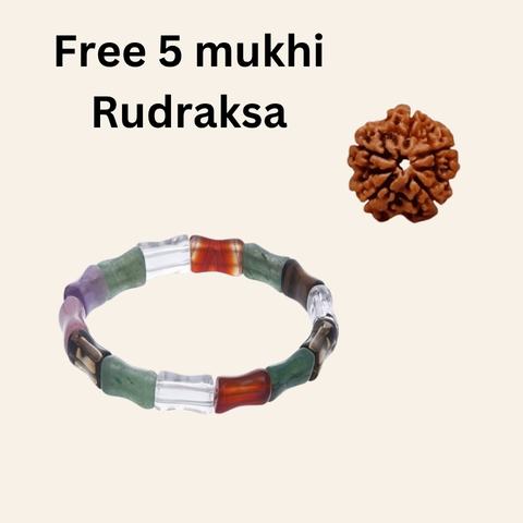 Multi Faceted Cut Bracelet + 5 Mukhi Rudraksha Free - Image 5