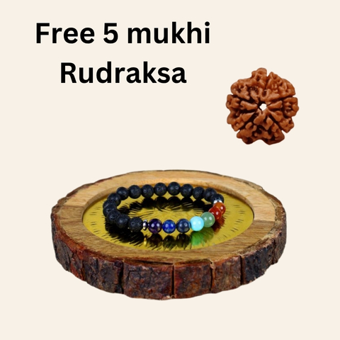 Chakra 7 with Lava Bracelet + 5 Mukhi Rudraksha Free - Image 5